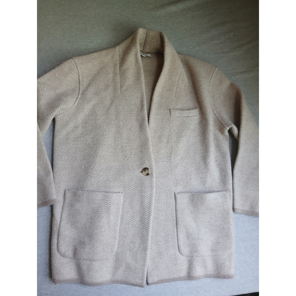 Madewell Sweater Small Mattson Cardigan Merino Wool Herringbone Blazer Preppy